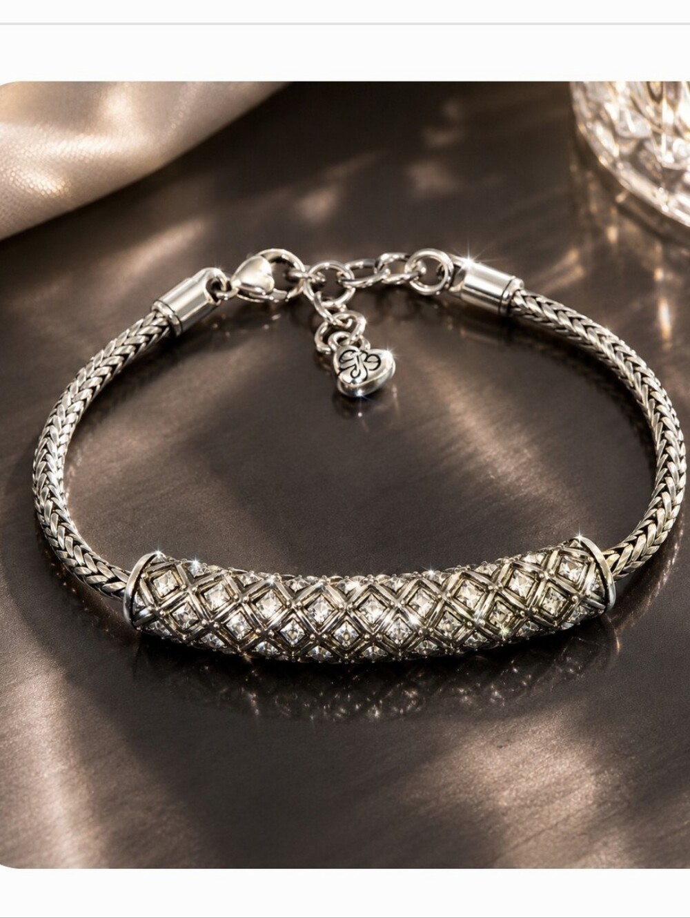Brighton Life’s Journey Silver Crystal Lattice Bracelet